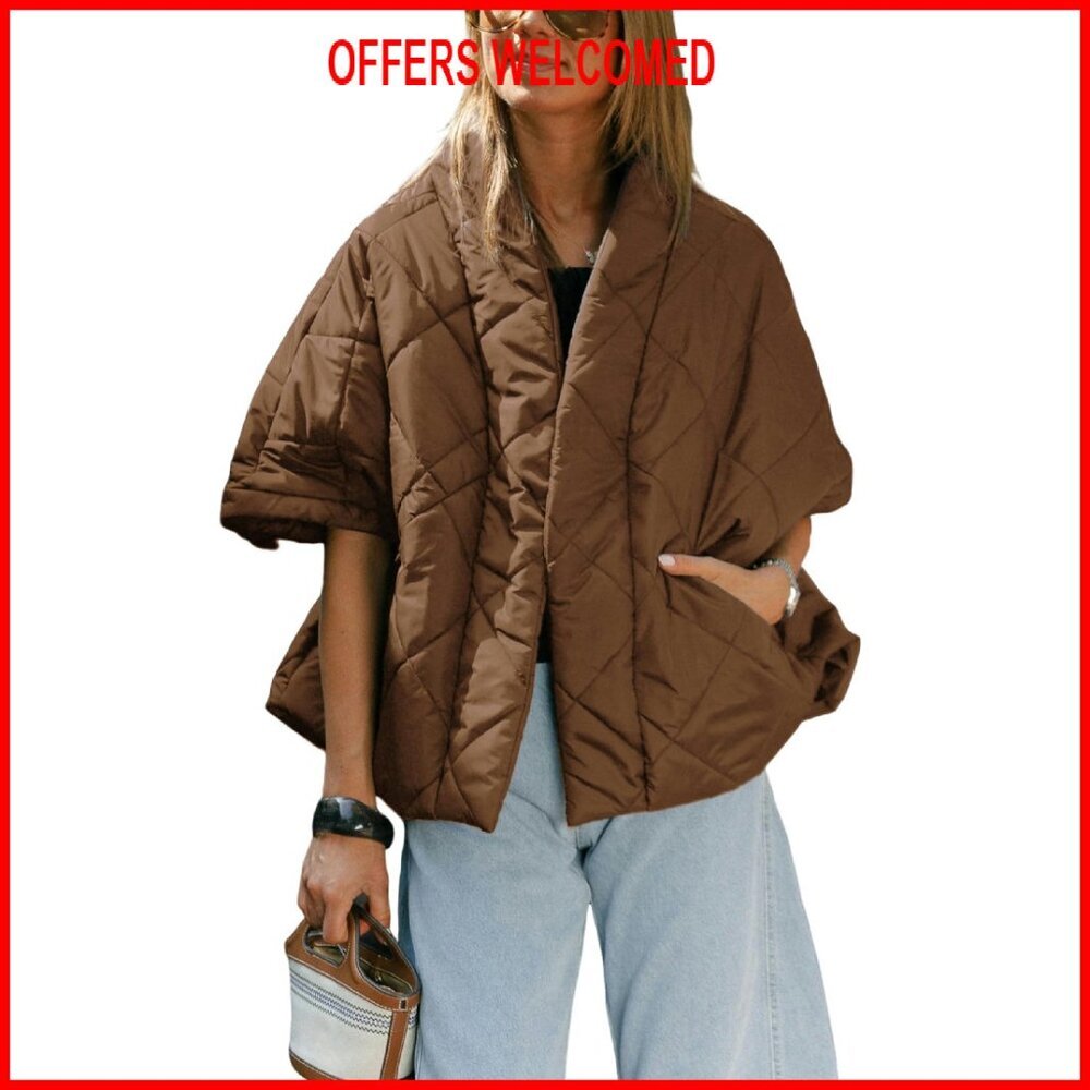 Oversized Puffer Vest with Pockets, Lightweight Quilted Winter Outerwear